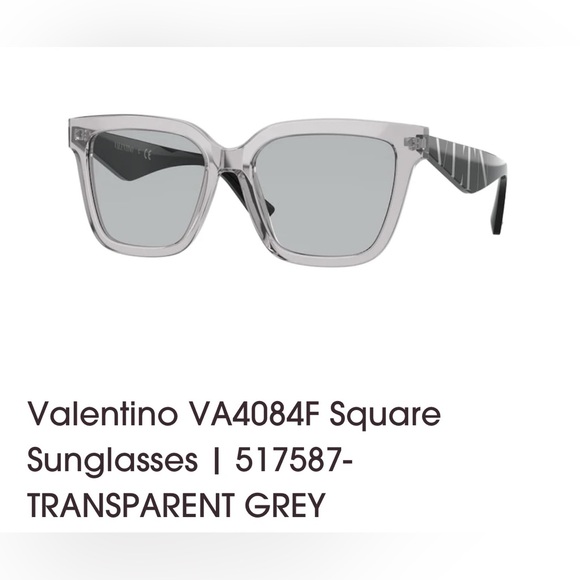 New! Valentino Square Sunglasses w/ Studs, Transparent Grey VA4084F NEW in Box! - Picture 12 of 12